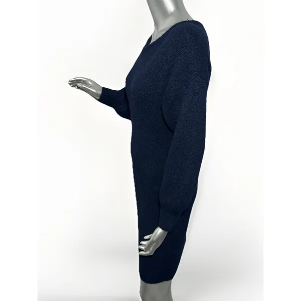 MESHKI Rafferty Navy Blue Knit Mini Sweater Dress XS NWT Boat Neck Puff Sleeve - Image 5
