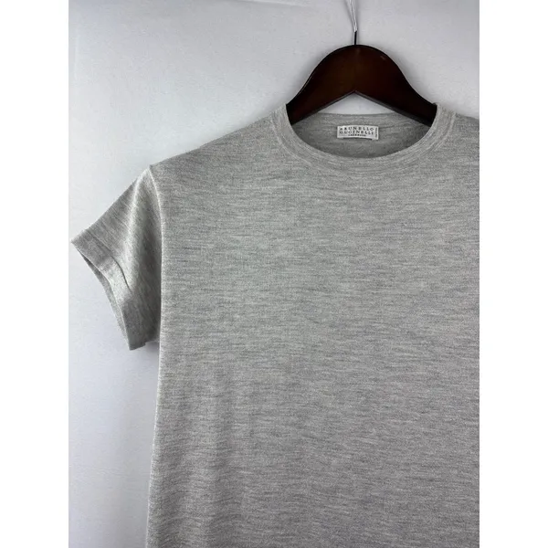 Women’s Brunello Cucinelli Small Light Heather Grey Sparkly Cashmere Shirt - Image 2