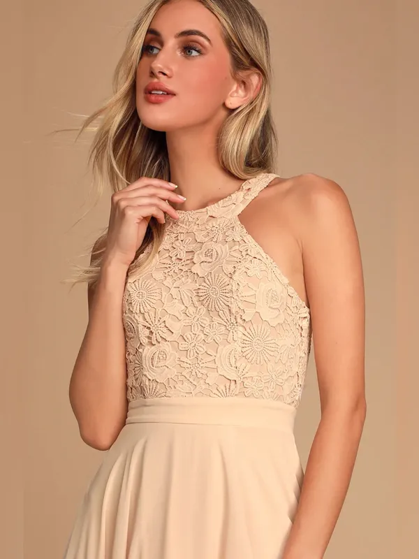 Lulus Picture Perfect Blush Lace Maxi Dress Size Small NWT - Image 3