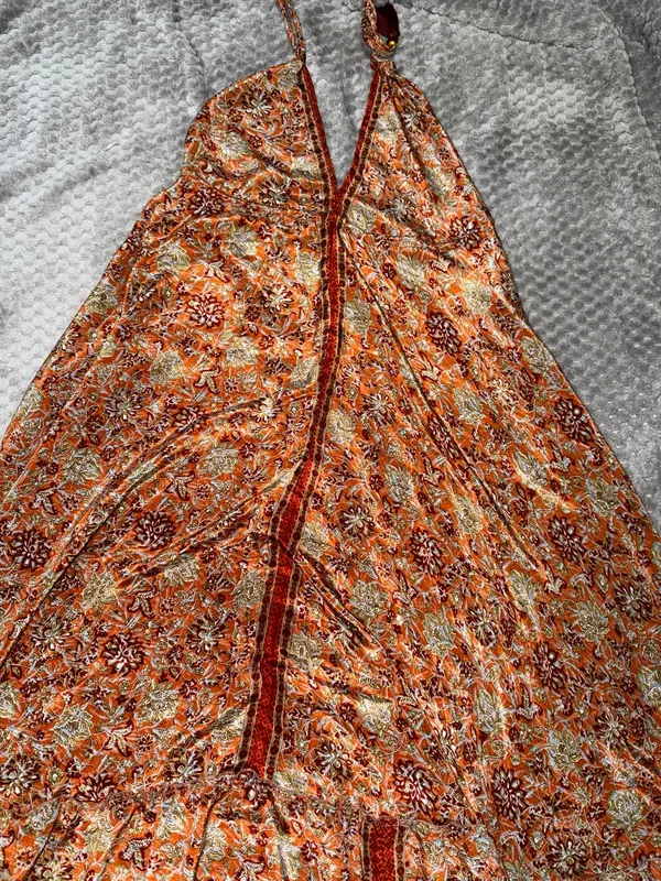 India Silk Tiered Halter Maxi dress - Image 4