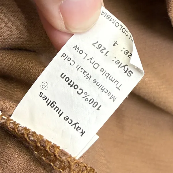 Kayce Hughes Womens Brown Corduroy Shift Dress Size 4 Long Sleeve White‎ Piping - Image 9