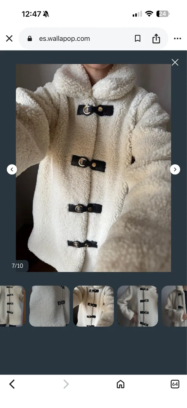 Zara Cream Faux Shearling Toggle Jacket with Black Trim - Image 6