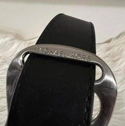 Michael Kors Black Belt with Silver Hardware - Image 2