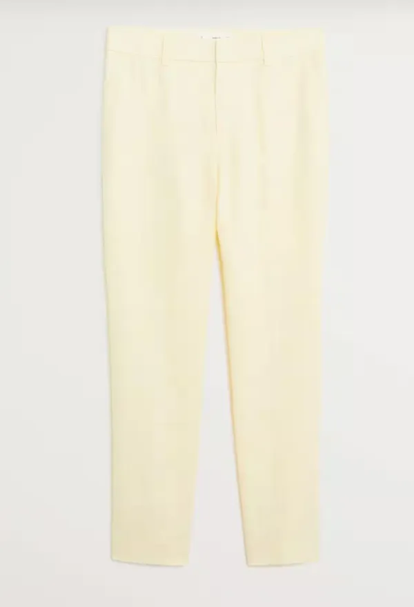 Mango Linen Straight Pants in Yellow Size 4 - Image 4