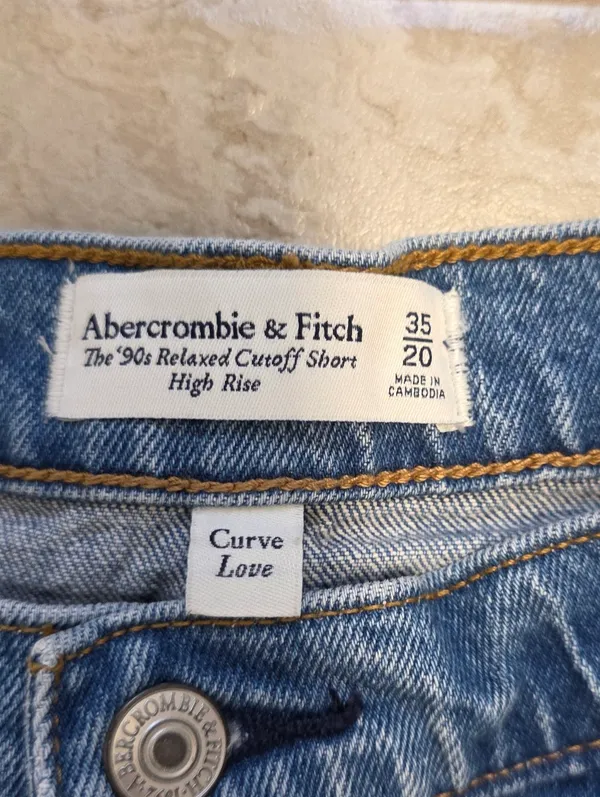 Abercrombie & Fitch Womens 90s Relaxed Cutoff Shorts High Rise Size 35 / 20 Fray - Image 4