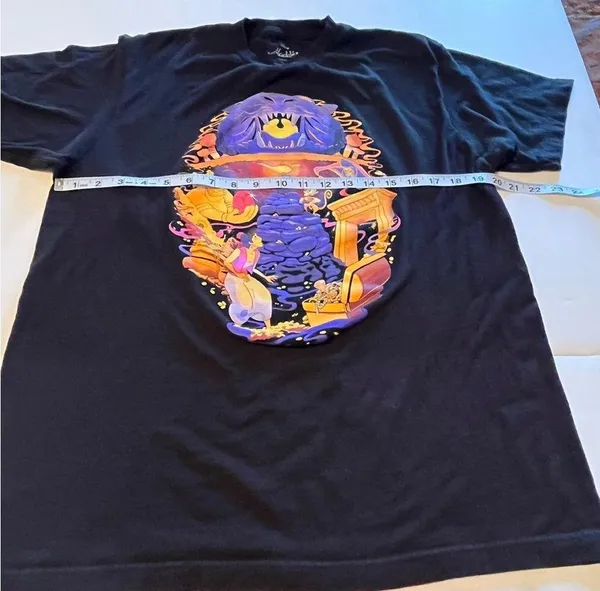 Disney Aladdin Womens Size Large Black Short Sleeve Graphic Shirt Genie Princess - Image 5