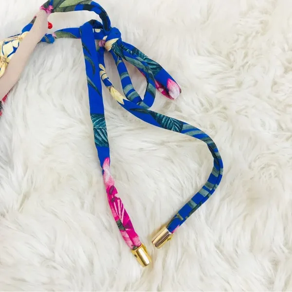 PILYQ Anthropologie Blue Floral Side‎ Tie Triangle String Bikini Bottom XS New - Image 8