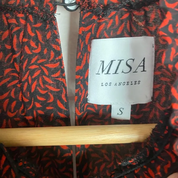 Misa Los Angeles Savanna Asymmetrical Ruffle Mini Dress Red Banana Leaf Small - Image 6
