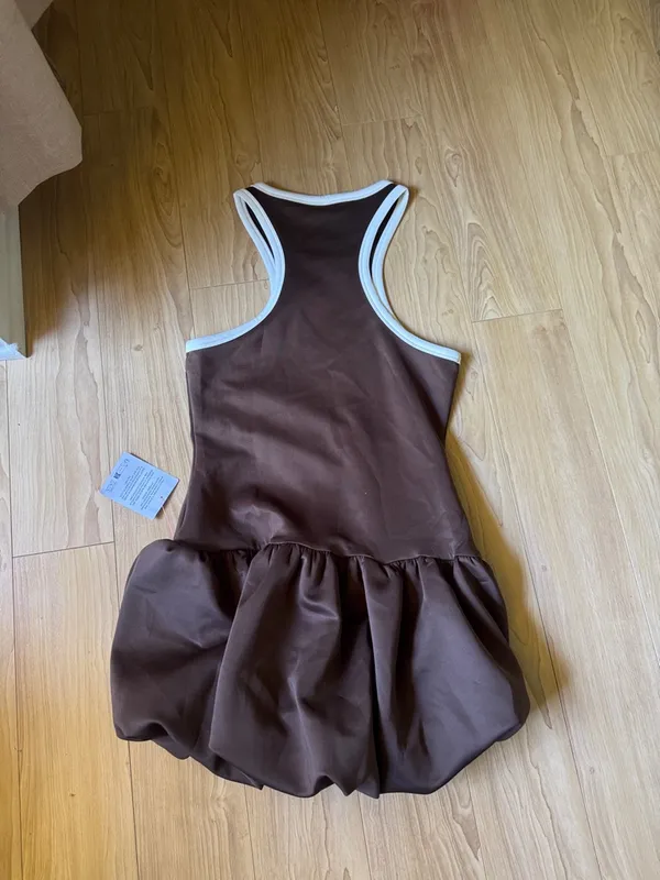 ASOS Brown Mini Dress with Bubble Bottom - Image 4
