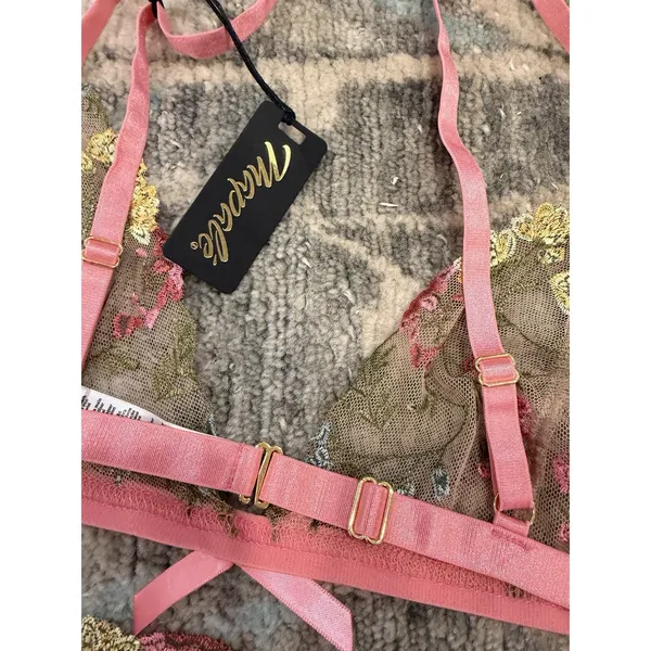 Mapale Pink Garden Two Piece Lingerie Set Embroidered Sz S NWT - Image 12