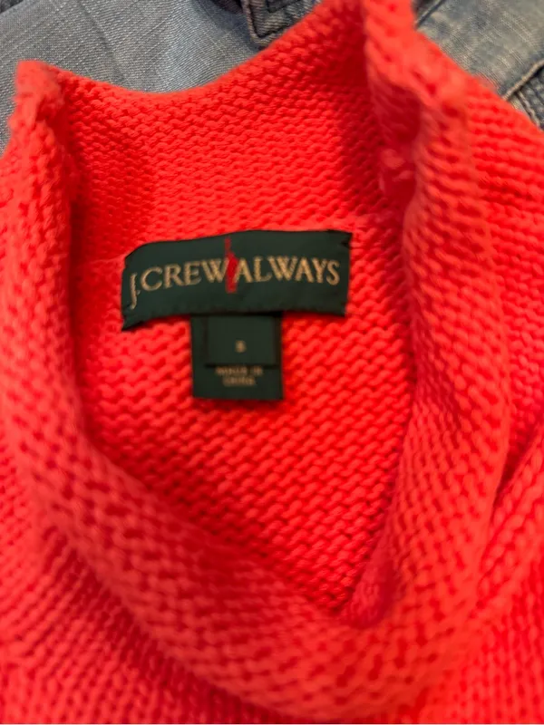 J. Crew Always Coral Mock rolled Neck Knit Sweater Sz S - Image 4