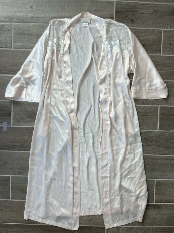 Vintage Dentelle Light Pink Robe & Slip Set Size L - Image 6