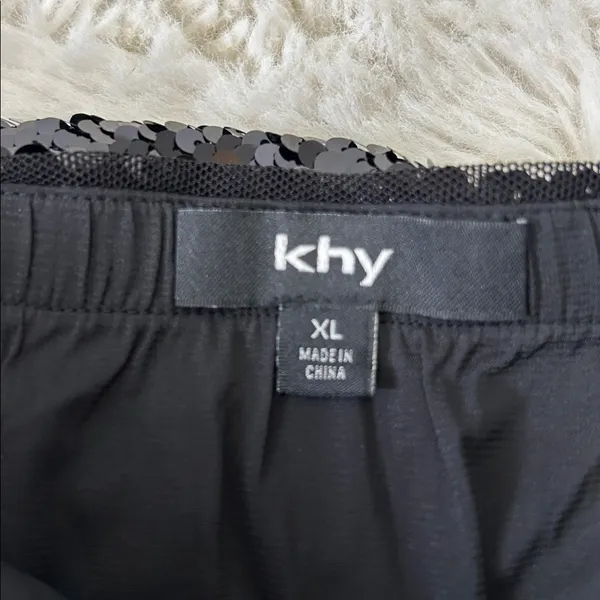 khy Black Sequined Strapless Top Size XL - Image 4