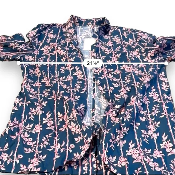 Free People Poolside Navy Blue & Pink Floral 3 Piece Set Sz‎ L - Image 11