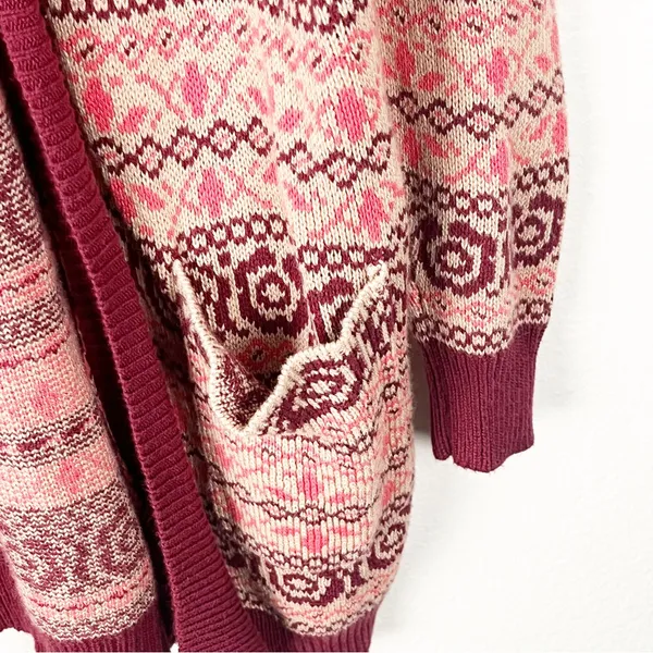 MATILDA JANE Harmony Fair Isle Open Front Pockets Cardigan Size Small Rustic - Image 6