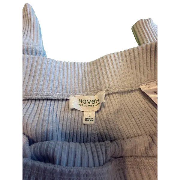 Haven Well Within Rib Knit Jogger Pants Small Blue Lounge Travel Quiet Luxury - Image 3