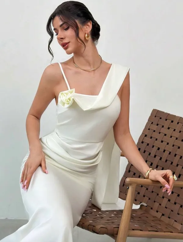 White satin dress Size M - Image 3