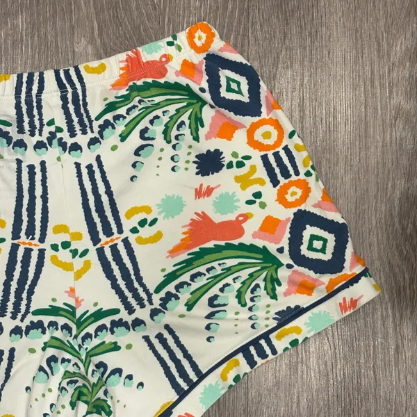 Emily McCarthy Ikat Jungle Tropical Multi Print Pima Cotton Pajama Shorts Small - Image 6