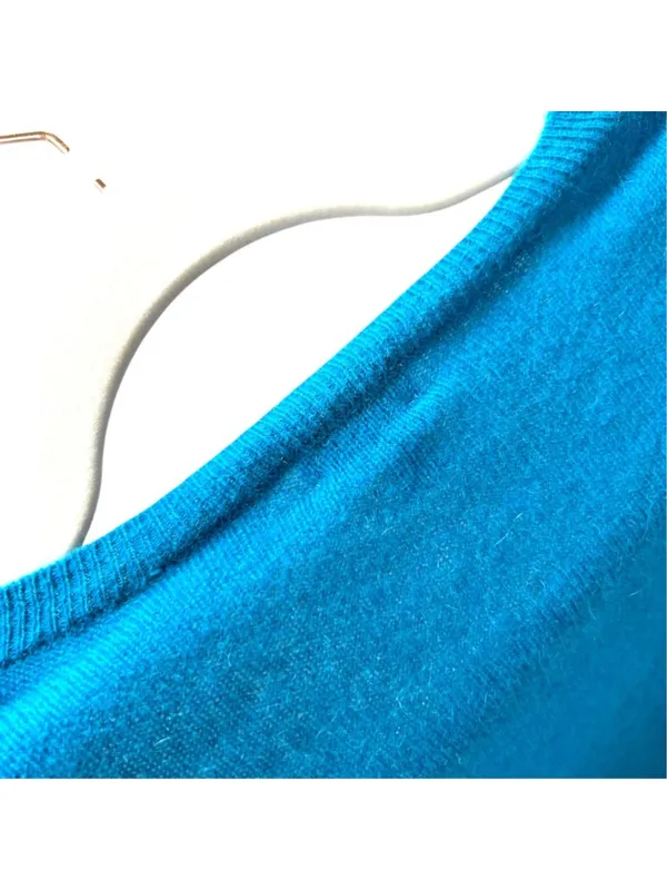 Halogen Teal 100% Cashmere V-Neck Sweater Long Sleeve Size Small - Image 7