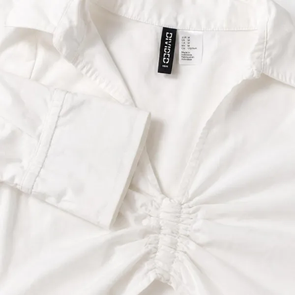 H&M Divided White Ruched Bell Sleeve Crop Top Y2K Coquette M - Image 3