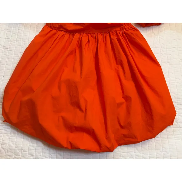 Showpo Tamara Puff Sleeve Mini Dress - NWOT Ruched Cotton Orange Dress US 8 - Image 10