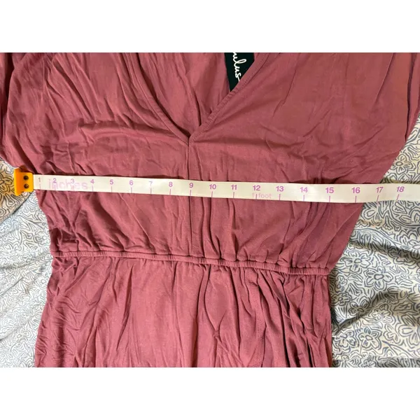 NWT Lulus Rusty Rose Pink V-Neck Jersey Knit Maxi Dress Size Medium Stretch - Image 6
