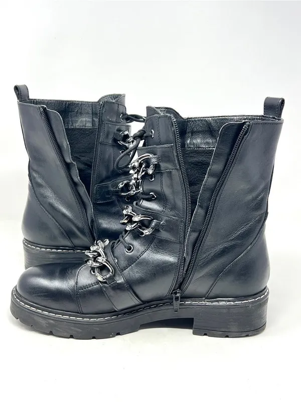 Kurt Geiger London Storm Chain Combat Moto Boots Black Leather EU 40.5 US 9.5 - Image 5