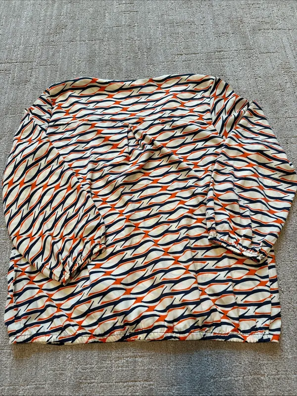 Liverpool orange / blue crossover blouse sz L - Image 4