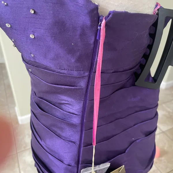 Cinderella Divine Purple‎ Strapless Embellished Ruffle Party Dress Size M NWT - Image 5