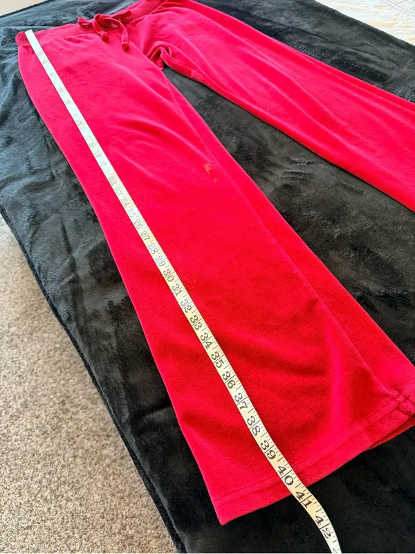 Sarah Johnson Y2K Red Velour pants, pull up elastic waist, Juicy inspo sz M - Image 10