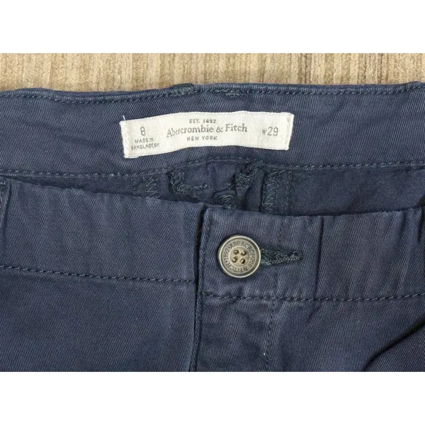 Y2K A&F Low Rise Cuffed Fishermen Shorts Blue Chino White Moose Indie Prep Sz 8 - Image 7
