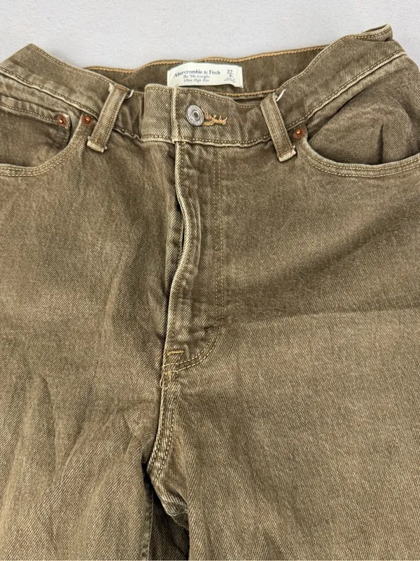 Abercrombie Curve Love 90s Straight Jeans 27 Brown Taupe High Rise 31 - Image 2