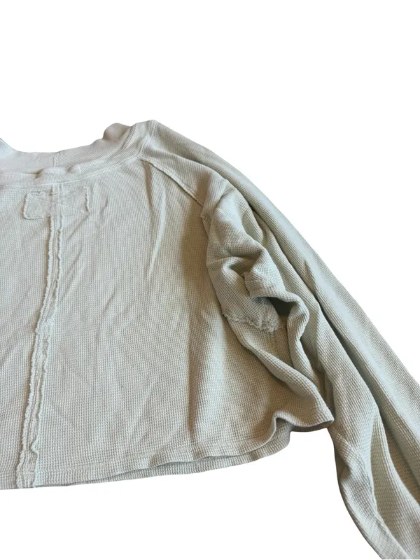We The Free People Light Green Pullover Sweater Stretch Waffle Knit Size Medium - Image 12