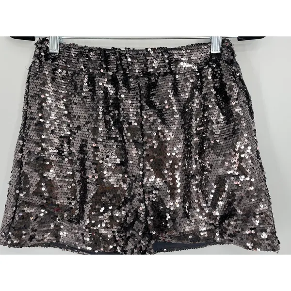 Sincerely Jules Shorts Womens Small Silver Sequin Hot Pants Elastic Waist Party - Image 2