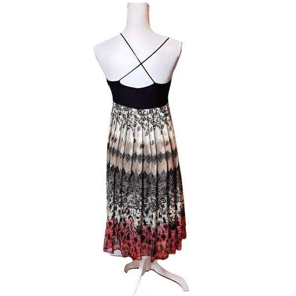 Laundry by Shelli‎ Segal Silk Blend Midi Dress Size 6 Black Empire Waist - Image 2