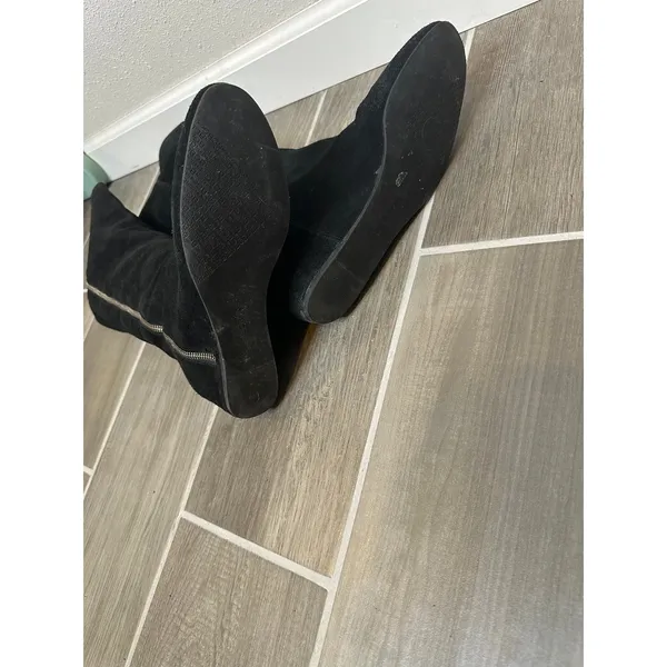 BCBG Black‎ Suede Wedge Knee High Boots Women's Side Zip Fashion Comfort - Image 3