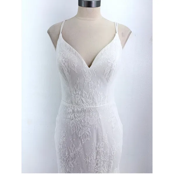 NWT Jessica McClintock by Clarisse Gown Ivory Lace Sequin Open Back 8 - Image 6