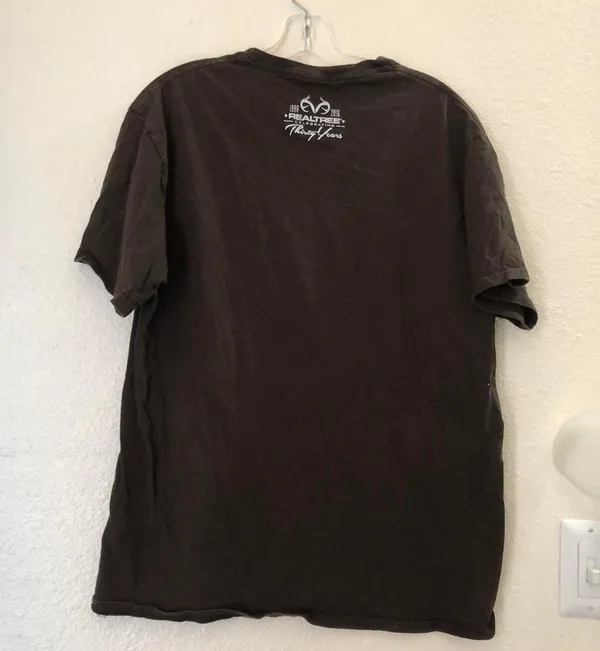 Realtree Outfitters T-Shirt, L, Brown with Camo Orange black Gray Graphic. Measurement in pics - Image 2