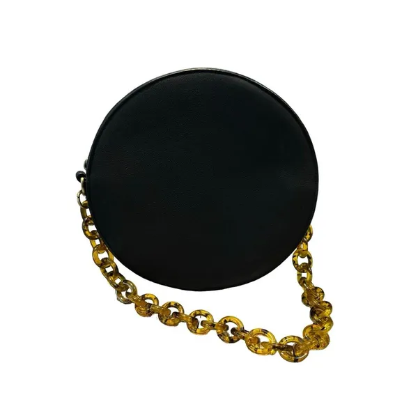 Anthropologie Women's Round‎ Black Chain Shoulder Bag - Image 4