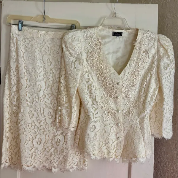Cachet by Bari Protas Cream Blouse vintage 80’s suite set - Image 2