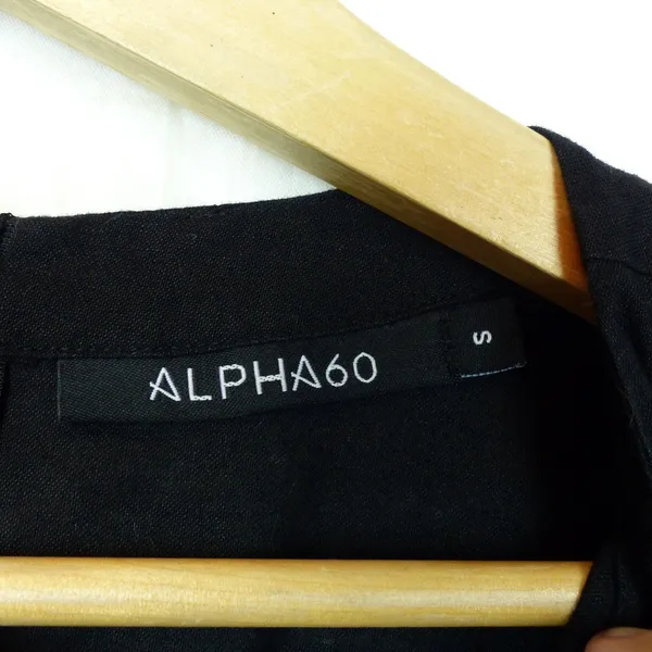 Alpha60 High Low Tunic Top Womens S Black Linen Cotton Lagenlook Minimalist Chic - Image 7