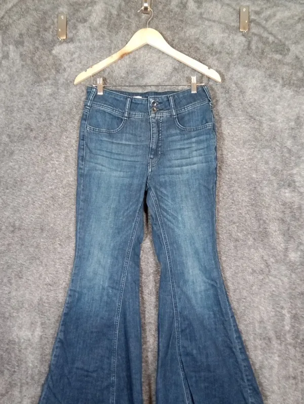 Pilcro Anthropologie High Rise Flare Jeans Blue Denium Medium Wash Womens 28 - Image 4