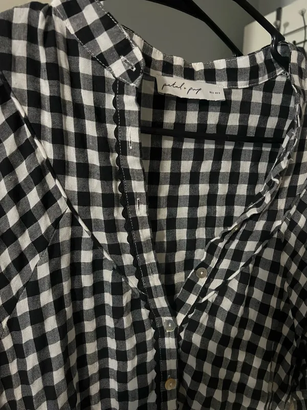 Petal & Pup Black and White Gingham Mini Dress - Image 5