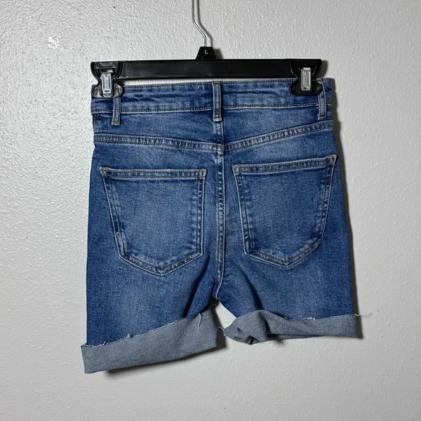 Blue Denim Zara Women‎ Denim Blue High Rise Shorts size 0. - Image 4