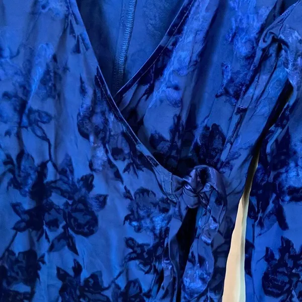 Majorelle Bedford Mini Dress cobalt blue floral satin wrap Small #800 - Image 7