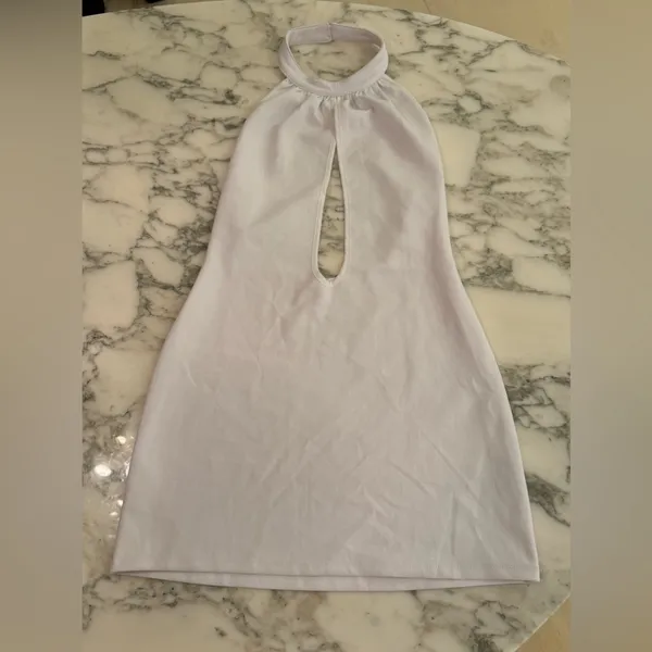 NWOT O’Dolly Dearest Jade White Cutout Halter Mini Dress M Party Club After Prom - Image 9