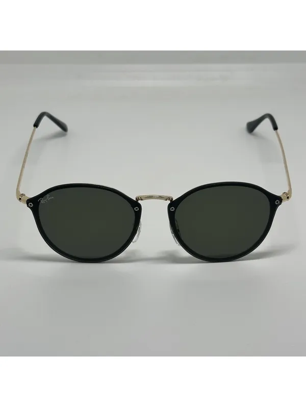 Ray-Ban RB3574 Black and Gold Round Sunglasses with Green Lenses - Image 5