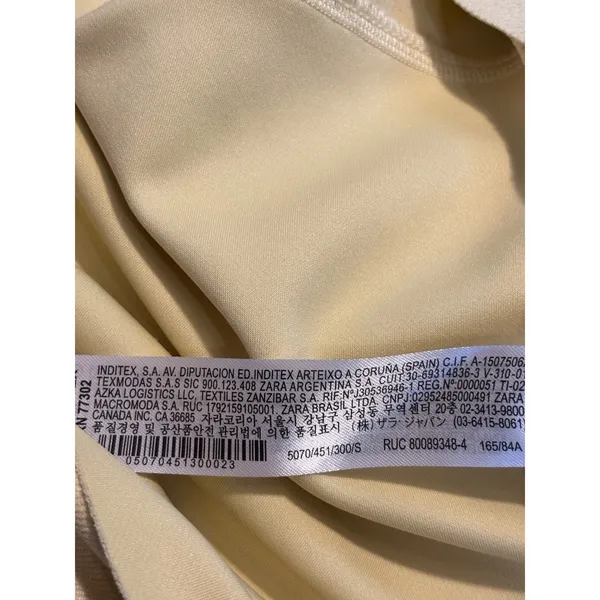 Zara Pale Yellow‎ Textured Short Sleeve Shift Dress with Pockets 5070/451/300/S - Image 6