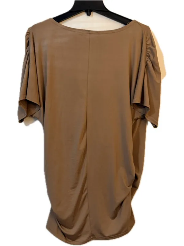 Respi Ronics Women's Draped Surplice Top – Taupe Brown Size L (b10) - Image 2