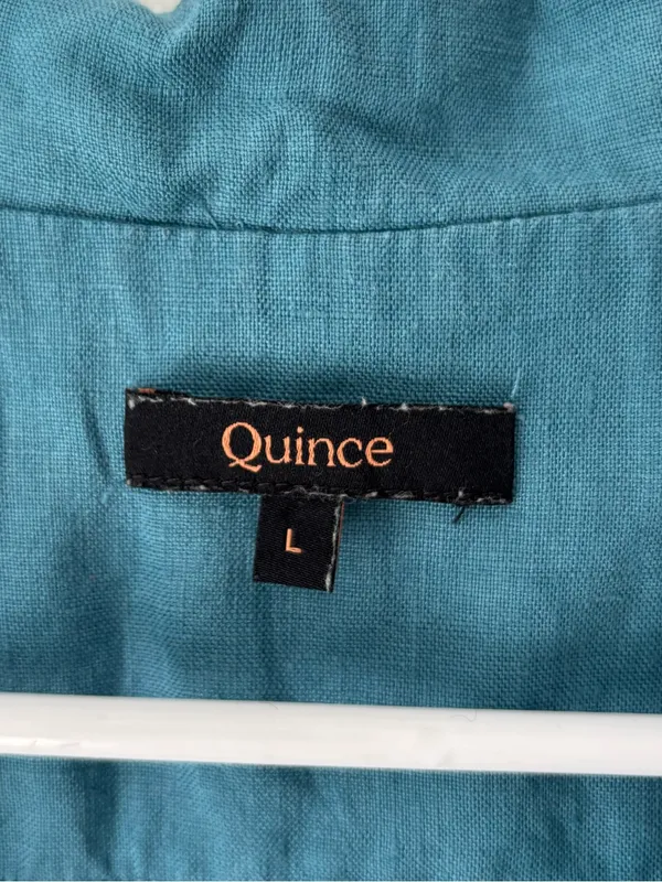 Quince 100% European Linen Short Sleeve Shirt Mineral Blue Teal Relaxed Fit - Image 2